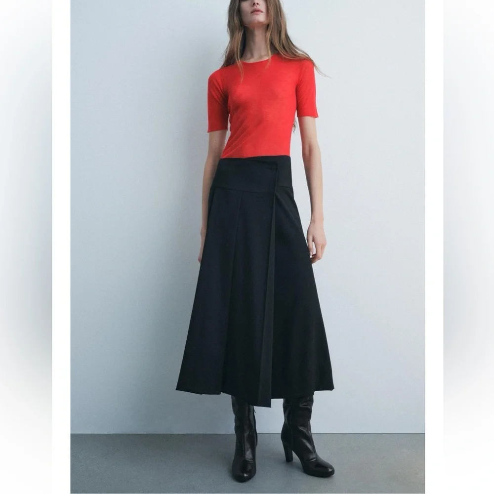 BOX PLEAT MIDI SKIRT ZW COLLECTION